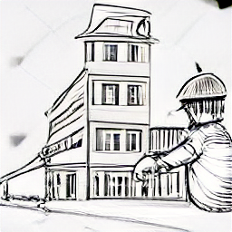 "Electrician at work in a modern building, sketching style illustration. The image depicts an electrician working on electrical installations or maintenance, showcasing the profession's essential role in modern construction and infrastructure."