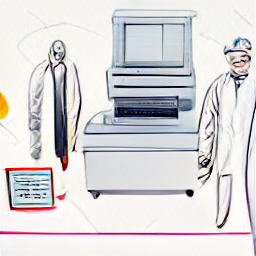 "Analytical Specialist Support Technician in a modern lab, using scientific equipment like a chromatograph or spectrometer, showcasing quality control and analysis in the science industry. Sketch style illustration of a scientist working in a laboratory."