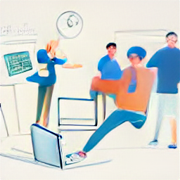 ** "Illustrative sketch of a modern remote worker engaged in 'Datenerfassung und Teamaufbau' (data entry and team building). The image depicts a person working from home, using a laptop to collect data, create job ads, and recruit candidates. This role offers flexible hours, remote work opportunities, and the chance to build a team, ideal for those seeking a work-life balance."