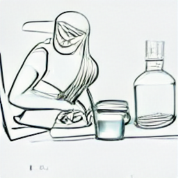 "Donna che lavora da casa come partner Chogan, promuovendo profumi e cosmetici attraverso il network marketing. Immagine in stile schizzo che rappresenta un'attività indipendente e flessibile nel settore della bellezza."