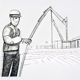 ** "Personalberater/in in the construction industry. Sketch-style illustration depicting a recruitment consultant networking and reviewing candidate profiles, with a construction site in the background. Find a fulfilling career in construction recruitment."