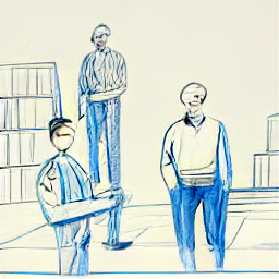 ** "Personalberater/in in the construction industry: A sketch-style illustration depicting a recruiter interacting with a construction worker, highlighting recruitment within the modern construction sector. Find the perfect construction professional through expert recruitment."