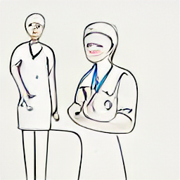 Illustrazione in stile schizzo di un'infermiera a domicilio che si prende cura di un paziente anziano nel Bellinzonese, Svizzera. L'immagine mostra un'interazione compassionevole e rappresenta le opportunità di lavoro per infermiere a domicilio nella regione.