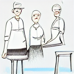 "Service Angestellte/o in a modern restaurant setting. Sketch style illustration depicting a waitress taking an order, showcasing the profession of a restaurant server in a friendly and contemporary environment. Restaurant job, service, waitress, hospitality, Lengnau bei Biel."