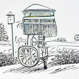 "Gelato vendor with cart serving ice cream in a sketch style illustration. Modern ice cream seller serving happy customers on a sunny day, symbolizing summer, outdoor work, and the joy of ice cream. Perfect for gelato businesses, ice cream shops, and food service jobs."