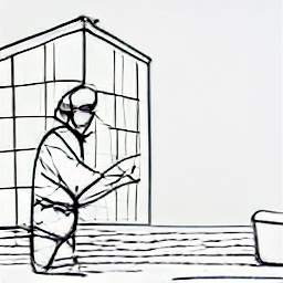 "Muratore al lavoro su un cantiere moderno. Illustrazione in stile schizzo di un muratore che utilizza attrezzi come cazzuola e livella, con un cantiere in costruzione sullo sfondo. Lavoro, edilizia, muratore, cantiere, professione."