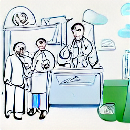 "Sketch illustration of a general practitioner in a modern clinic, consulting with a patient. Representing a job opportunity for a family doctor in Lucerne, Switzerland, focusing on primary healthcare and patient care."