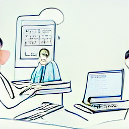 "Lavoro nel settore sanitario da casa: illustrazione in stile sketch di una persona che lavora da casa con un laptop, che mostra l'opportunità di lavoro flessibile nel settore sanitario."