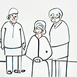 "Caregiver in Lugano, Switzerland: Sketch style illustration depicting a modern caregiver providing assistance and care to a senior person in a contemporary home setting. Ideal for healthcare, elderly care, and home care services in Lugano."