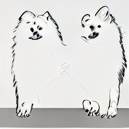 "Dog sitter taking care of a small white Spitz dog, illustration in sketch style. The image represents the profession of dog sitter, highlighting the care and interaction between the sitter and a small, fluffy dog, suggesting a cheerful and loving atmosphere, perfect for dog walking, pet sitting, or dog care services."