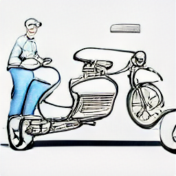 "Courier delivering package in Switzerland, sketch style illustration. Modern courier on scooter or motorbike, showcasing same-day delivery service in a city setting. Ideal for job advertisement related to courier, delivery driver, or logistics."