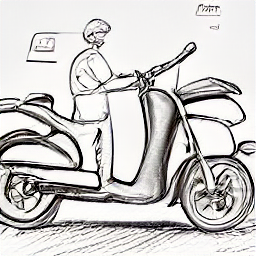 "Corriere in Svizzera: consegna pacchi con scooter o moto in un ambiente urbano moderno. Illustrazione in stile schizzo che evidenzia la professione di corriere, con un focus sui dettagli del lavoro quotidiano, come la consegna di pacchi e l'utilizzo di veicoli a due ruote."