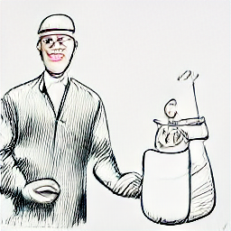 "Housekeeper in Kloten, Switzerland. Sketch illustration showcasing a modern Haushaltshilfe cleaning a home, representing part-time jobs and domestic help services."