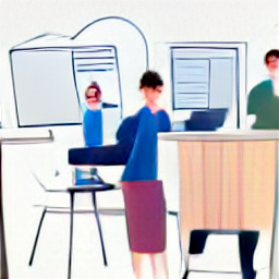 "Illustrative sketch of a telemarketer working in a modern office, using a headset and computer. The image portrays the role of a telemarketer in a positive and professional light, emphasizing communication and customer service in a contemporary setting. Telemarketing, customer service, phone operator, call center, office work, job, career."