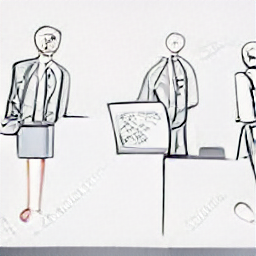 "Business development professional in the fiduciary sector, sketch style illustration. A modern businessman shaking hands with a client, representing trust and success in a modern office environment. Fiduciary services, business development, client acquisition."