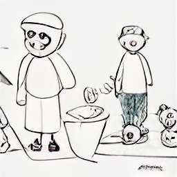 "Babysitter/nanny job in a modern home. Illustration shows a babysitter preparing lunch for two children and walking a Maltese dog, depicting a typical day for a part-time babysitter or nanny caring for children and a pet."