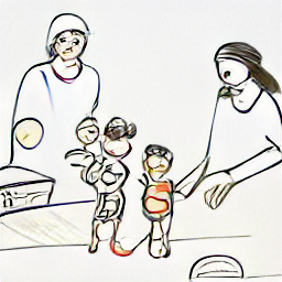 ** "Babysitter and Housekeeper: Sketch style illustration of a woman helping with household chores and taking care of children, representing a modern day domestic helper or babysitter job. Ideal for childcare, cleaning, and family assistance positions."