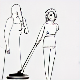 "Cleaning lady in Thalwil, Switzerland, sketch style illustration. A friendly woman in casual clothes holding cleaning supplies, suggesting a private home cleaning job. Part-time cleaning jobs available in Thalwil."