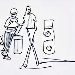 "A cleaner in a modern house, using cleaning tools like a mop and spray bottle. Sketch style illustration, representing a cleaning job opportunity on Fridays. Cleaning, house cleaning, part-time job, cleaning services, Argovia."