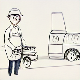 "Pizza delivery driver in a modern city, sketch style illustration. A pizza courier wearing a uniform, holding a pizza box, ready to deliver. Perfect for pizza delivery job advertisements."
