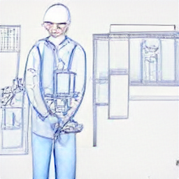 Sketch illustration of a hospital maintenance technician in a modern setting, working on hospital equipment. The image depicts a professional maintaining the hospital's infrastructure, emphasizing the role's importance in patient care.