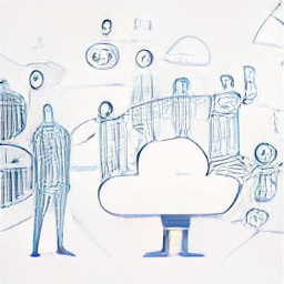 Illustration: Senior DevOps Developer at Viseca Card Services SA in Bedano, Switzerland. Sketch style image depicting a modern workplace with technology.