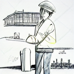 A sketch-style illustration depicting a civil engineer working on a modern construction site. The image showcases blueprints, tools, and a contemporary building project, representing the profession of a civil engineer in a visually engaging manner.
