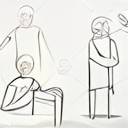 Sketch illustration of a home healthcare worker gently assisting a senior in their home. The scene depicts night-time care, showcasing compassionate support and assistance with daily tasks. Keywords: home care, healthcare worker, elderly care, assistance, support.