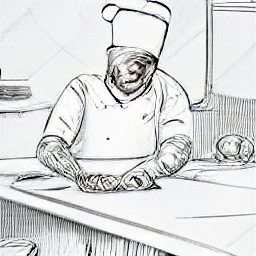 A sketch-style illustration depicts a chef skillfully preparing a dish in a modern kitchen. The image highlights the profession of a chef, emphasizing precision, passion, and teamwork in a contemporary setting. #chef #cooking #culinary #restaurant #job #illustration #sketch