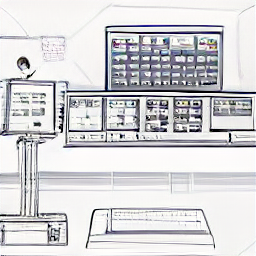 ** "Service Control Engineer at Mikron Machining: Sketch illustration of a modern Service Control Engineer working in a factory environment, using technology to manage and optimize production processes, showcasing the role of a Service Control Engineer in the precision engineering industry."