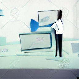 "Controller job at Medacta in Rancate: Sketch illustration of a modern office with a financial professional working on a computer, surrounded by medical-related elements. Find out more about this exciting opportunity in the medical device industry."