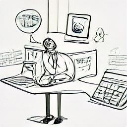 **Prompt:** "Sketch style illustration of a modern sales consultant in the telecommunications industry, showcasing a friendly and professional persona. He is on the phone, laptop in front of him. Modern office background. " **