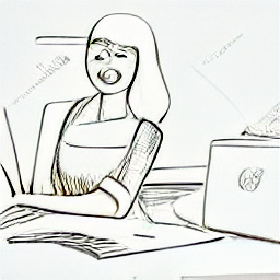 ** "A sketch-style illustration depicting a modern woman working from home, representing a business opportunity in the Swiss German region. She's confidently managing her independent business, using a laptop and phone, surrounded by business documents in a cozy home office setting. This image conveys the idea of a fulfilling and independent entrepreneurial journey."