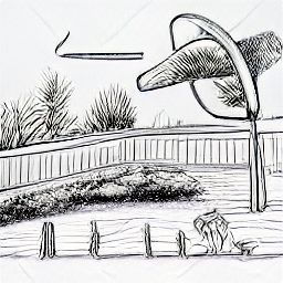 "Giardiniere professionista che si prende cura di un giardino moderno. Immagine in stile schizzo che mostra un giardiniere esperto impegnato nella cura di piante, fiori e siepi con attrezzi da giardinaggio. Rappresenta la manutenzione e la progettazione di giardini."