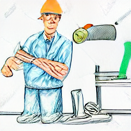 ** "A surface finishing worker in a modern Swiss workshop. Sketch-style illustration depicting a worker sanding a metal component, showcasing the daily tasks of a surface finishing professional, including preparation and quality control."