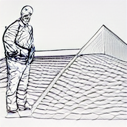 "Bauspengler at work on a modern rooftop, showcasing metal sheet roofing and lightning protection installation. Illustration in sketch style highlights the skills and tools used by a Bauspengler in Switzerland. Bauspengler, roofer, metal worker, construction, Switzerland."