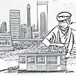 ** "Telematiker EFZ working on a building installation, using tools and equipment to maintain or install a wireless antenna. Modern cityscape in the background. Telematiker EFZ job, Zurich, Switzerland."