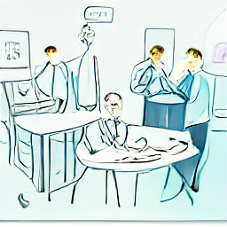 "Medical Affairs Specialist at work in a modern office, showcasing the role of a professional in the pharmaceutical industry. Sketch style illustration representing the daily tasks of a Medical Affairs Specialist."