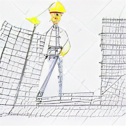 "Costruzioni in Svizzera: Lavoro in cantiere. Illustrazione in stile schizzo di un cantiere con operai edili in Svizzera, tra cui muratore, carpentiere, elettricista e gruista. Lavoro edilizia Svizzera."