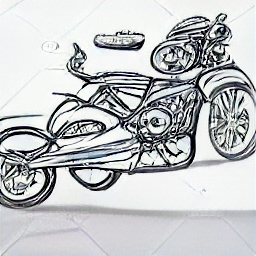 "Meccanico di moto a lavoro in officina moderna. Illustrazione in stile schizzo che mostra un meccanico che ripara una moto con attrezzi e pezzi di ricambio. Rappresentazione di un'officina pulita e organizzata, con strumenti moderni, che evidenzia la professionalità e l'esperienza nella riparazione di moto e scooter."