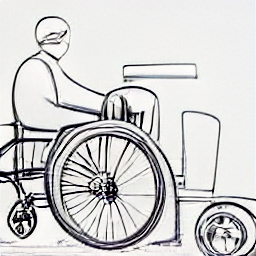 ** "A sketch-style illustration depicting a person repairing a wheelchair, showcasing a part-time job opportunity for wheelchair maintenance and repair, supporting individuals with disabilities. #wheelchairrepair #disabilitysupport #parttimejob #maintenance #handyman"