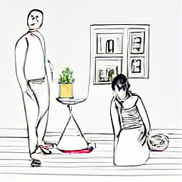 "Cleaner working in a modern home, a sketch-style illustration showing a person in a domestic cleaning job, holding cleaning supplies and with a professional and friendly attitude. Part-time cleaner job in Bonstetten, Switzerland."