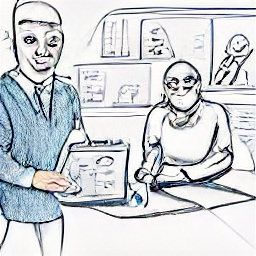 ** "Sketch illustration of a Fixcontrolling/Responsabile Gestione Commesse at work. Modern office scene with a person analyzing financial data on a computer, alongside a team collaborating on project management. Represents the profession of managing projects and financial controlling in a contemporary setting." **Explanation of Choices:** * **Prompt:** The prompt focuses on conveying the essence of the profession through a visual scene in a sketch style. It mentions specific elements (financial data, project management software) to guide the AI towards a relevant representation. * **