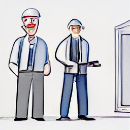 ** "Sales Representative in Construction Industry: Sketch illustration of a modern sales professional presenting a window and door installation project to a client. Illustrates a career in construction sales, showcasing professionalism and client interaction within the modern building industry."